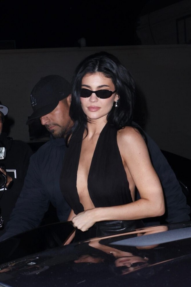 Kendall & Kylie Go Braless in Sultry Black Outfits at Beverly Hills Bash