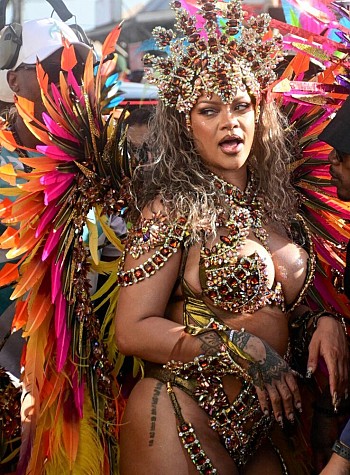 Rihanna’s Sexy Carnival Look: Revealing Outfit Shows Off Her Big Boobs