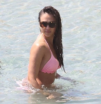 Jessica Alba Flaunts Perfect Booty in Sexy Pink Bikini on Mykonos Beach